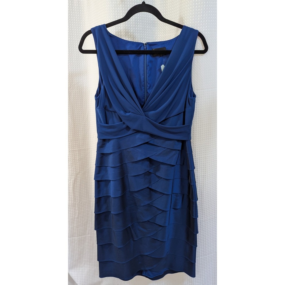 Adrianna Papell Dress Size 6 Iridescent Deep Blue Sleeveless, Multi-Layer NWT